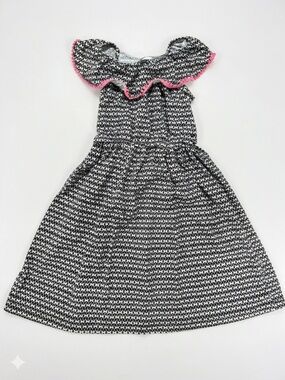Carter's Toddler Black and White Geometric Dress with Pink Trim 2T